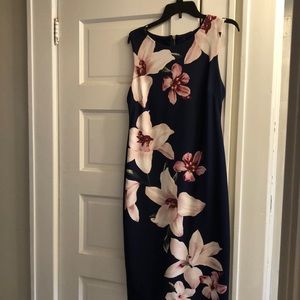 Gorgeous Navy Floral Print Midi Dress